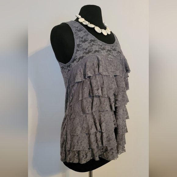 Ruffle Layered Slate Medium Blouse - Picture 2 of 5